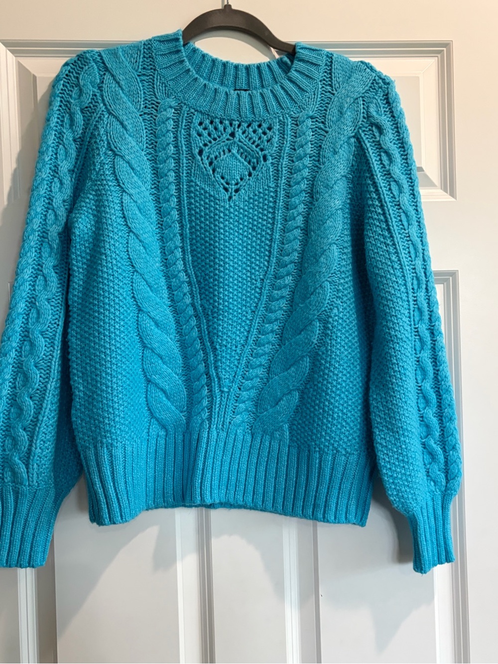 Talbots Bright Turquoise Cable Crewneck Sweater